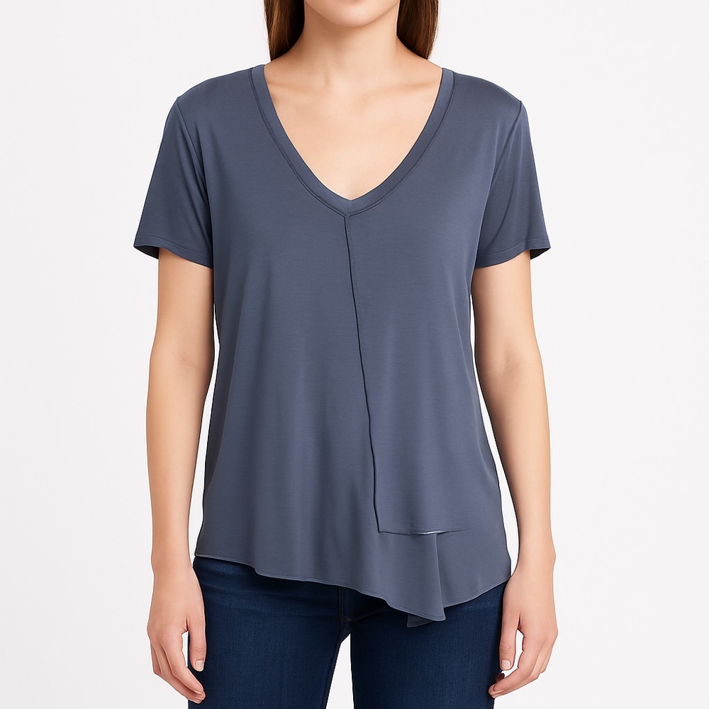 🌙 Soft Surroundings Blue Asymmetrical V-Neck Top Women’s XL